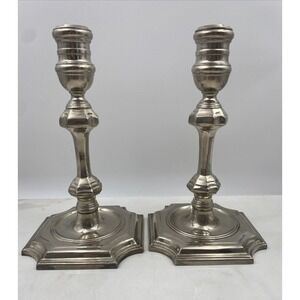 Vtg Chelsea House Candle Stick Holders Silver Plate Metal Heavy Italy 1984 12"
